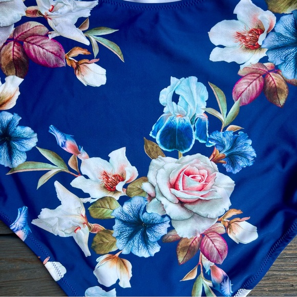 CUPSHE BLUE ONE PIECE FLORAL SWIMSUIT  SIZE XXL   NEW - Picture 5 of 10